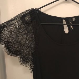 Black tank with lace sleeves